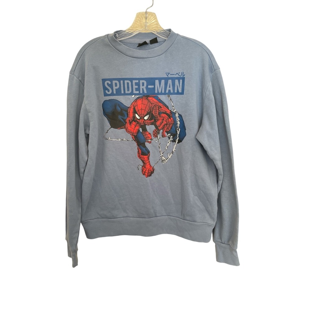 SPIDER-MAN Pull Over Blue Sweat Shirt Size Small Pre-Owned